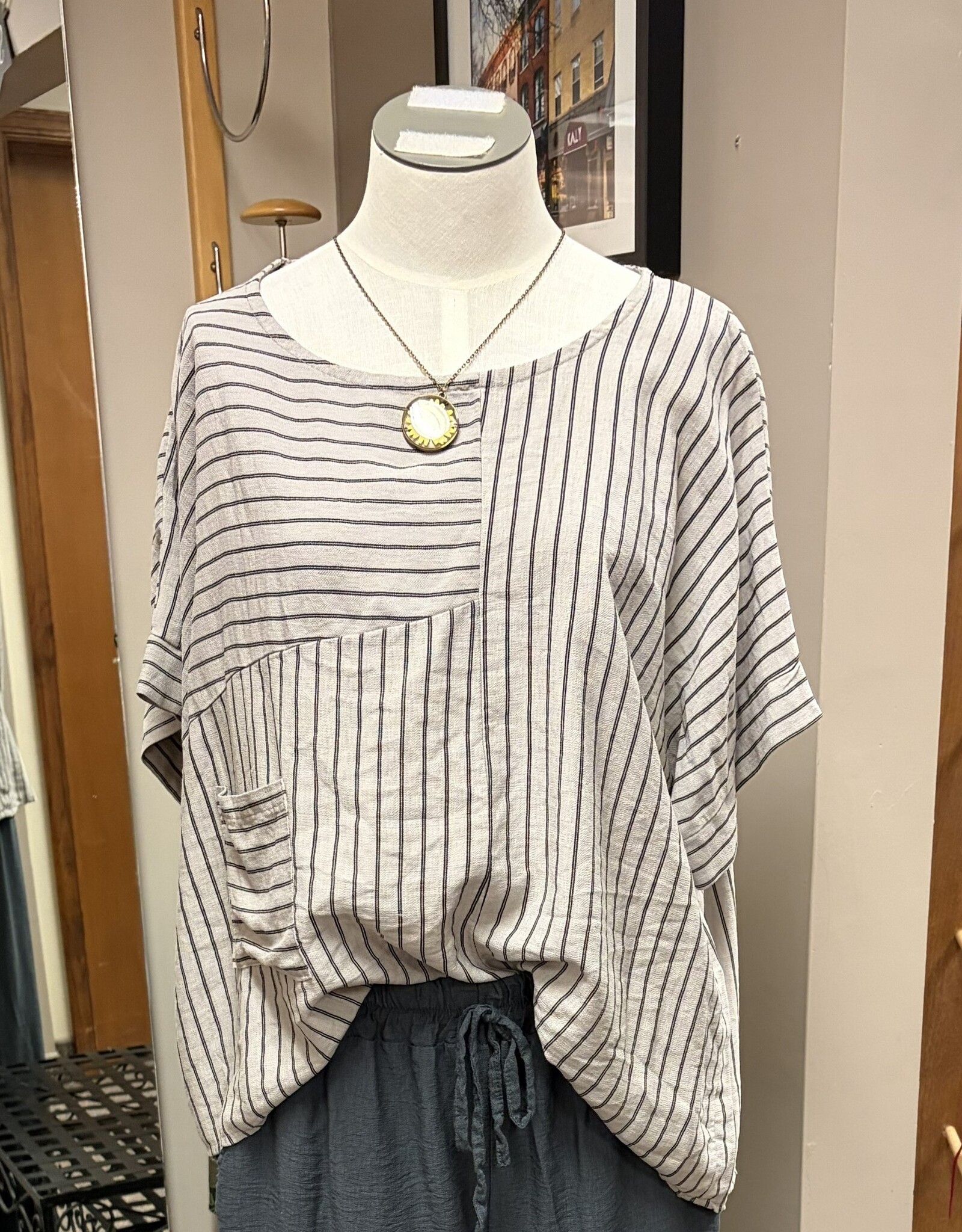 Saga Striped One Pocket Top