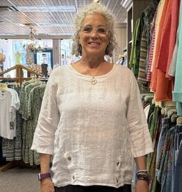 Saga Button Hem Linen Top