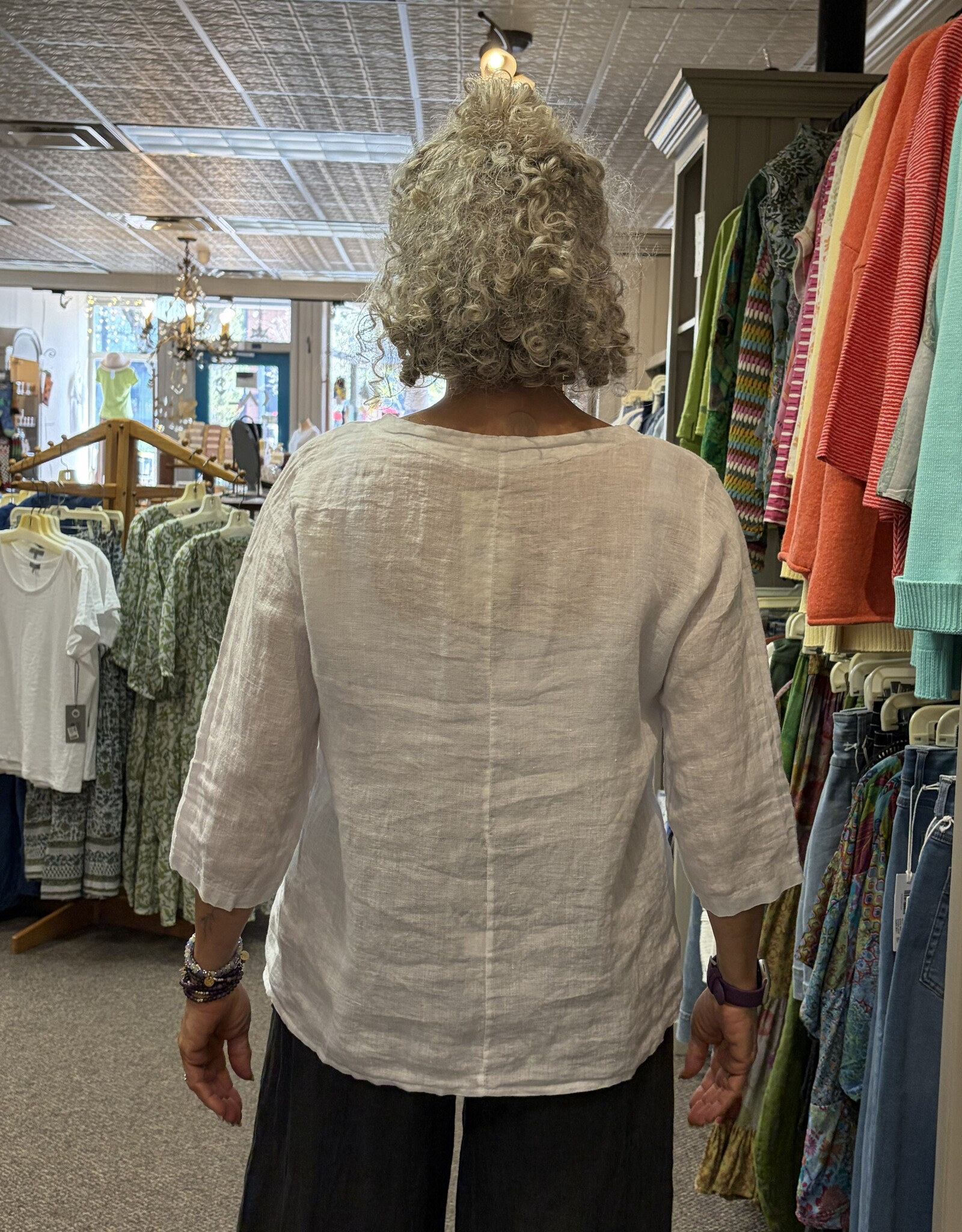 Saga Button Hem Linen Top