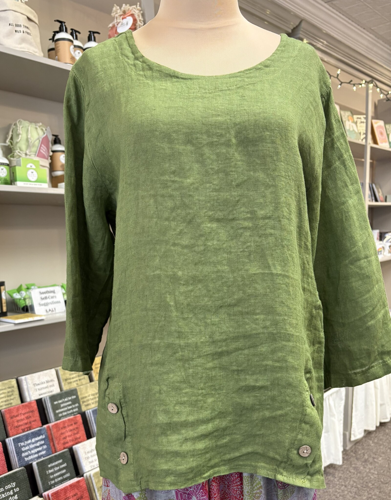 Saga Button Hem Linen Top