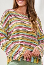TRIBAL Open Knit Tassel Sweater