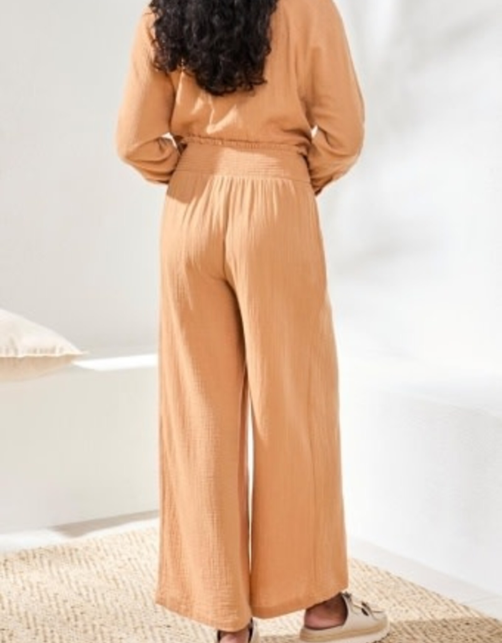 TRIBAL Smocked Flare Gauze Pant