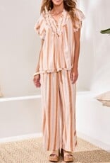 TRIBAL Raw Edge Striped Smock Blouse