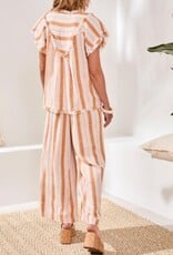 TRIBAL Raw Edge Striped Smock Blouse