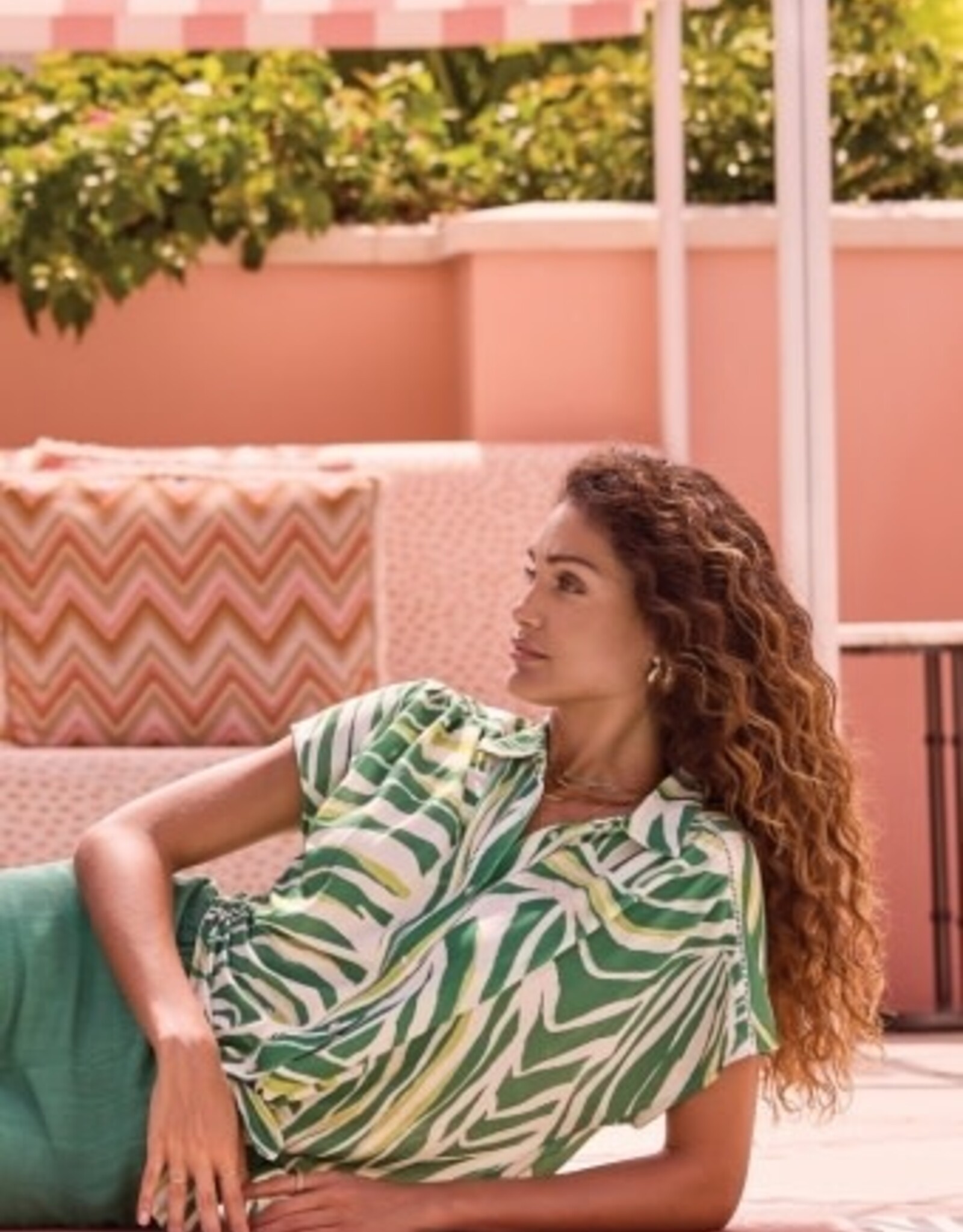 TRIBAL Botanical Tie Front Button-Up Blouse