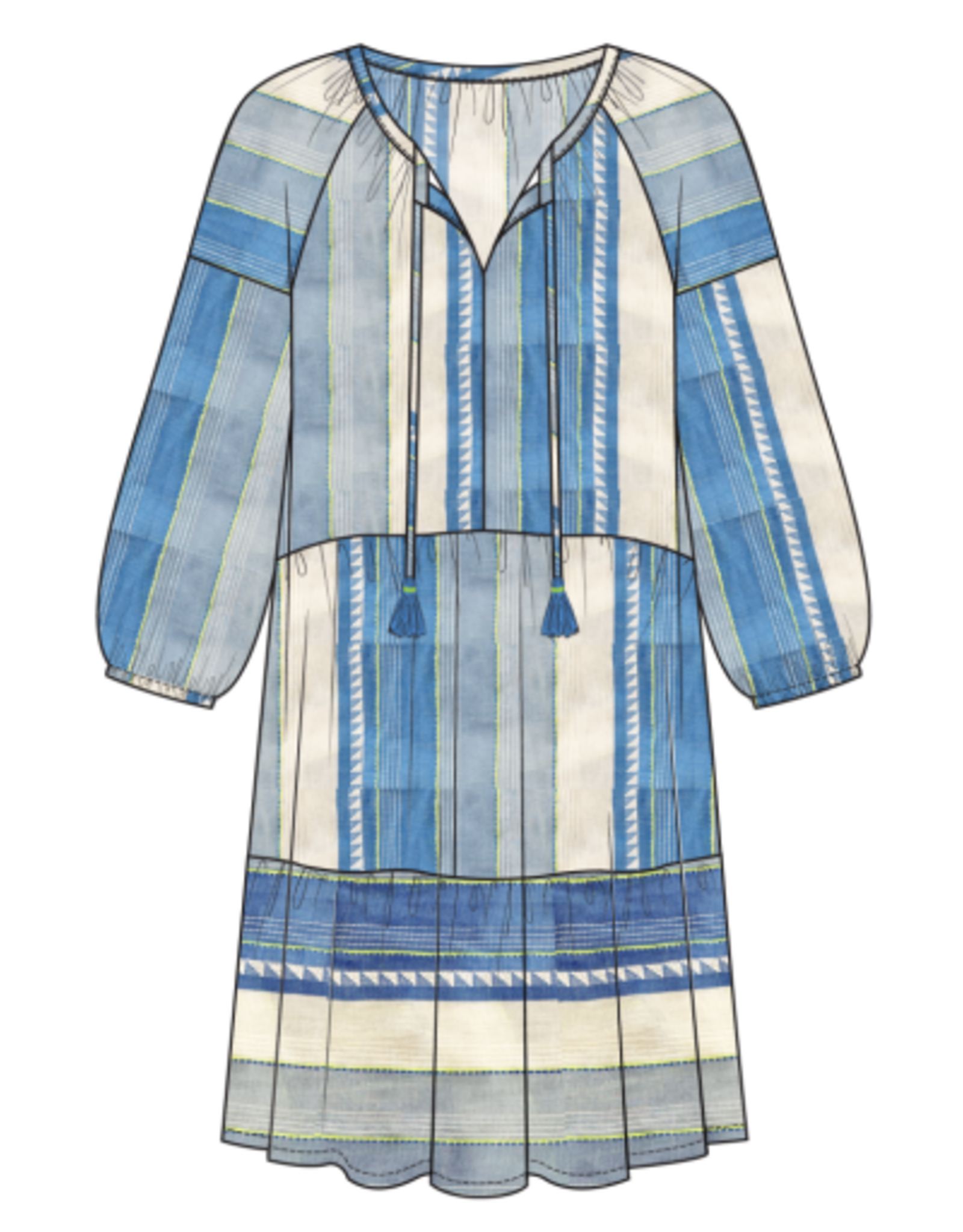 TRIBAL Raglan Sleeve Jacquard Pocket Dress