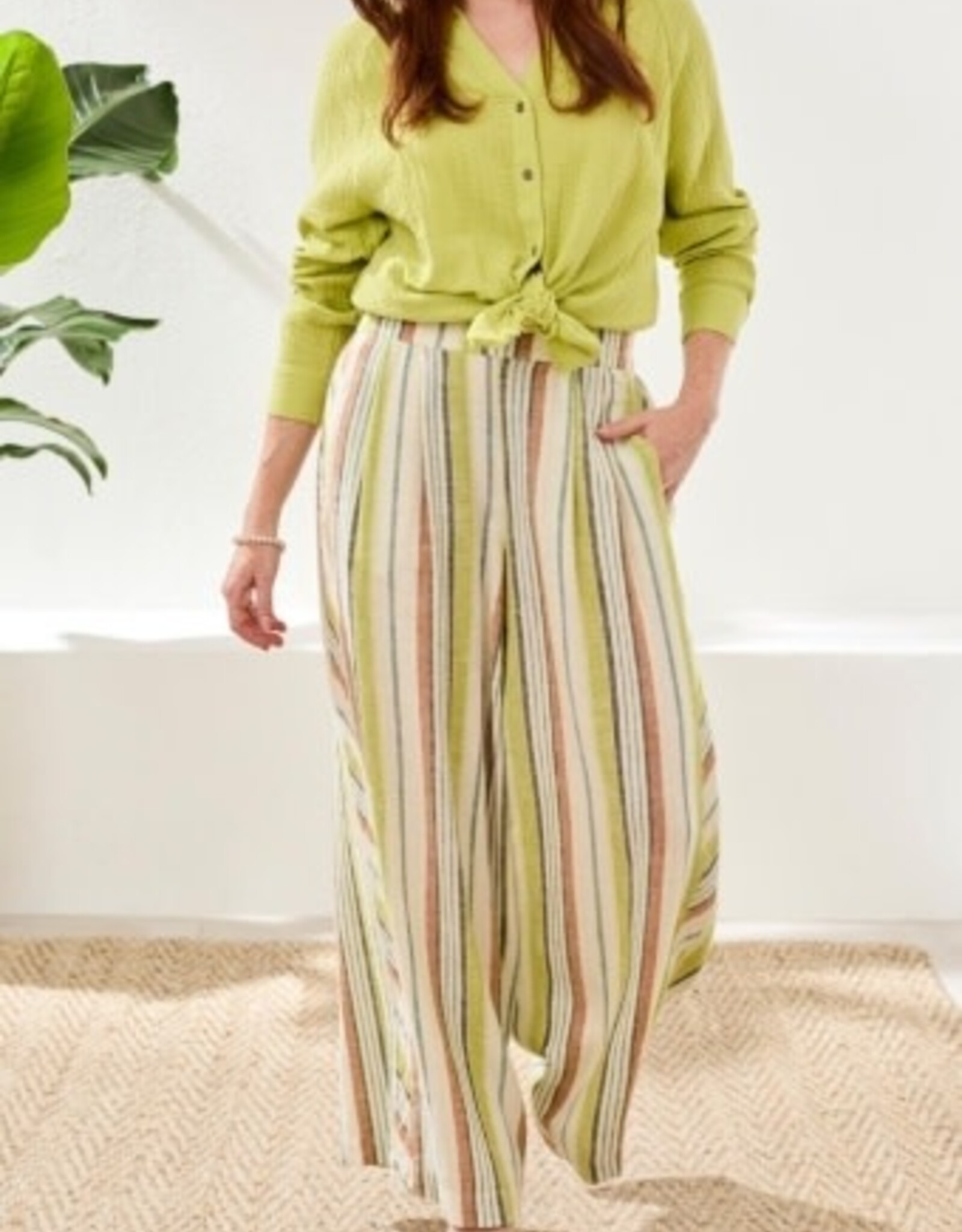 TRIBAL Flowy Striped Wide Leg Pant