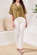 TRIBAL Lapel Collar V-Neck Blouse