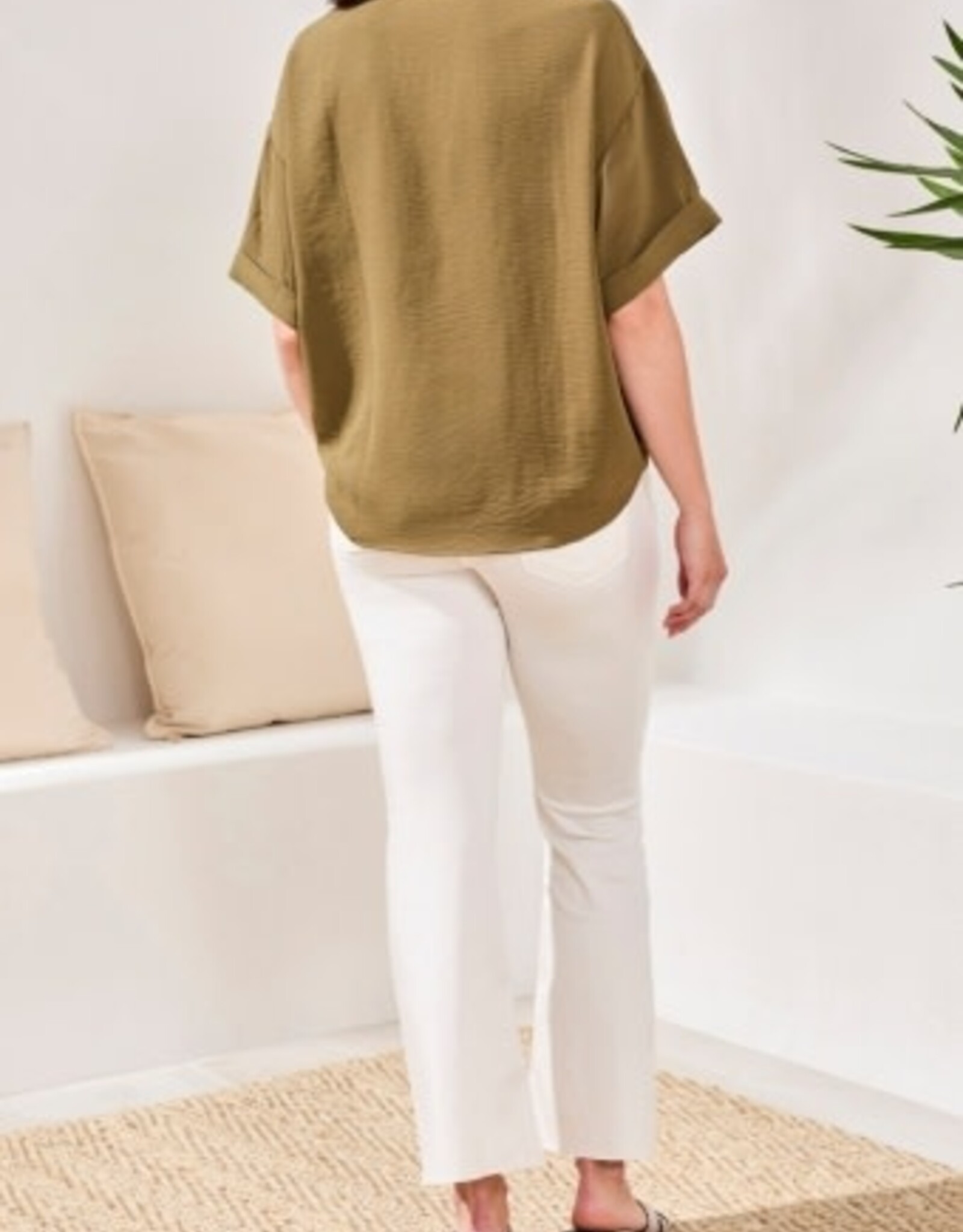 TRIBAL Lapel Collar V-Neck Blouse