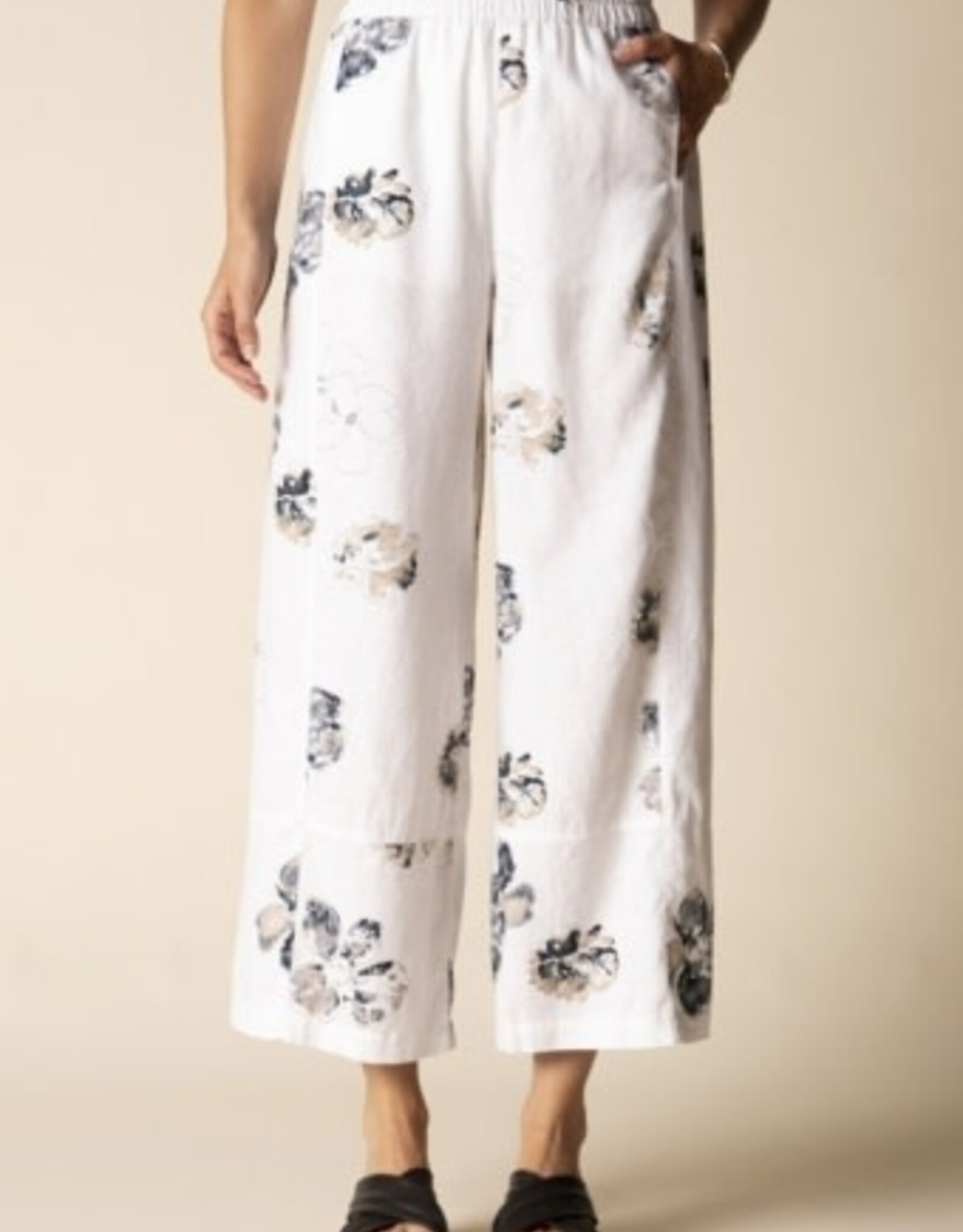 Habitat Clothes to Live In Watercolor Linen Floral Crop Pant