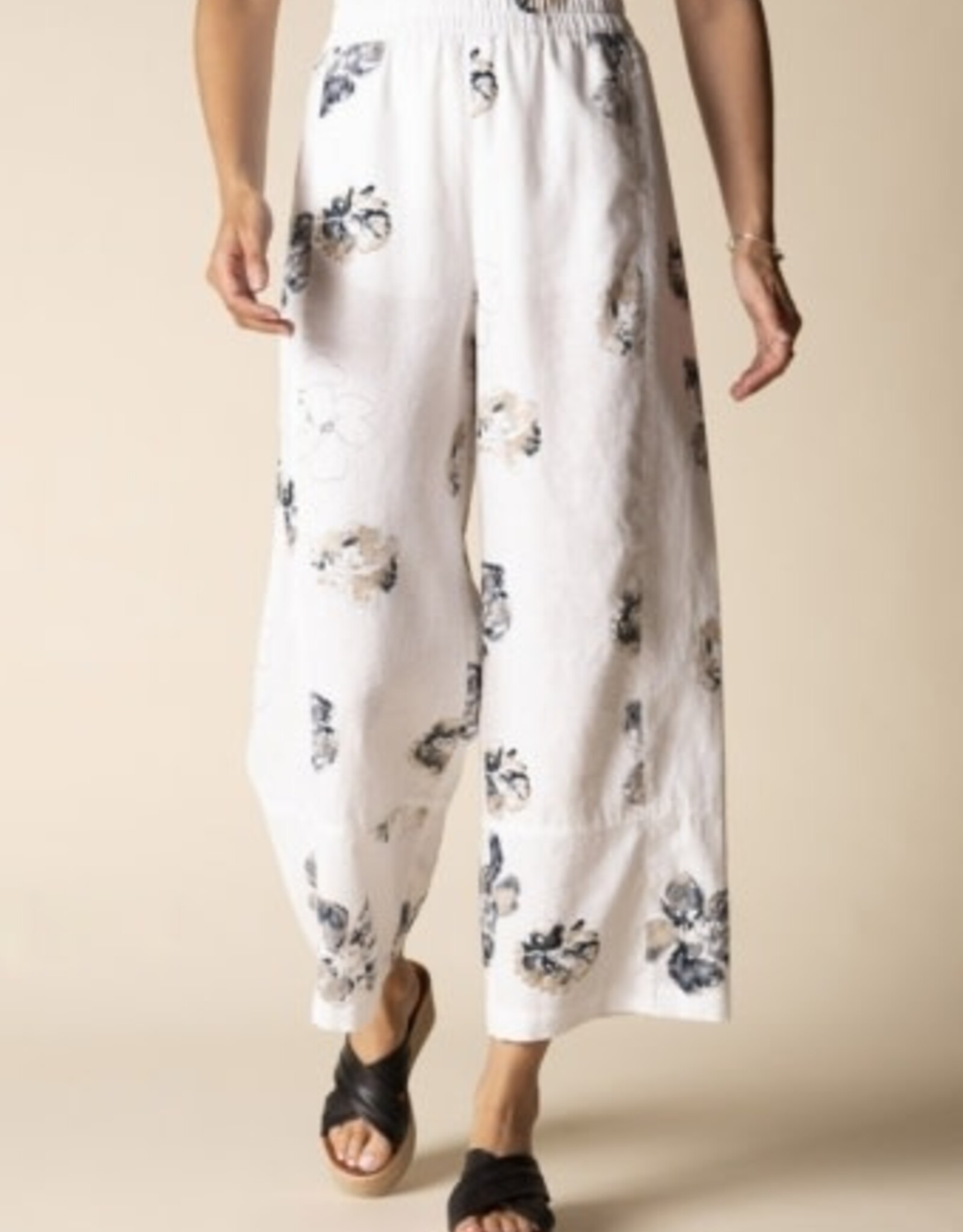 Habitat Clothes to Live In Watercolor Linen Floral Crop Pant