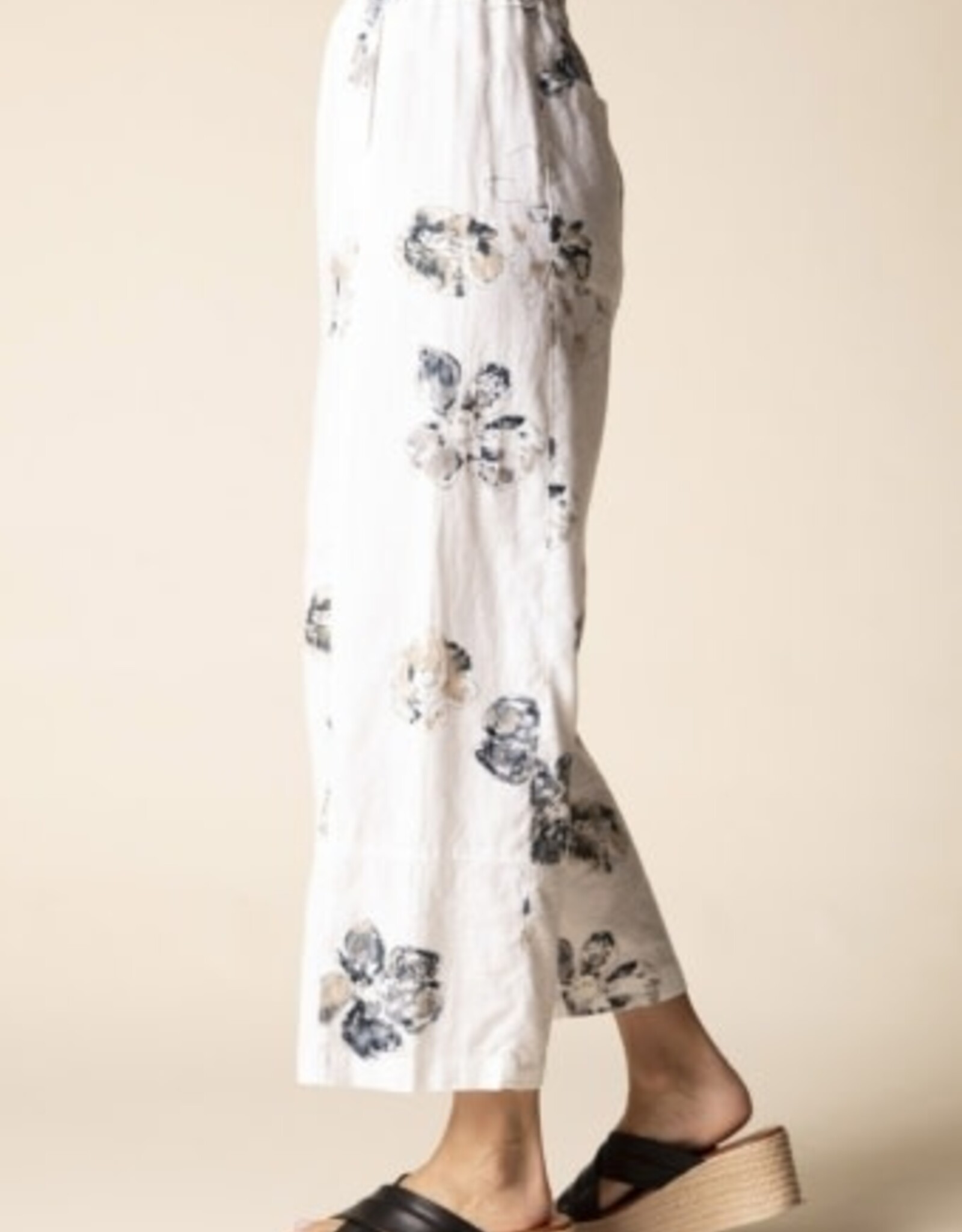 Habitat Clothes to Live In Watercolor Linen Floral Crop Pant