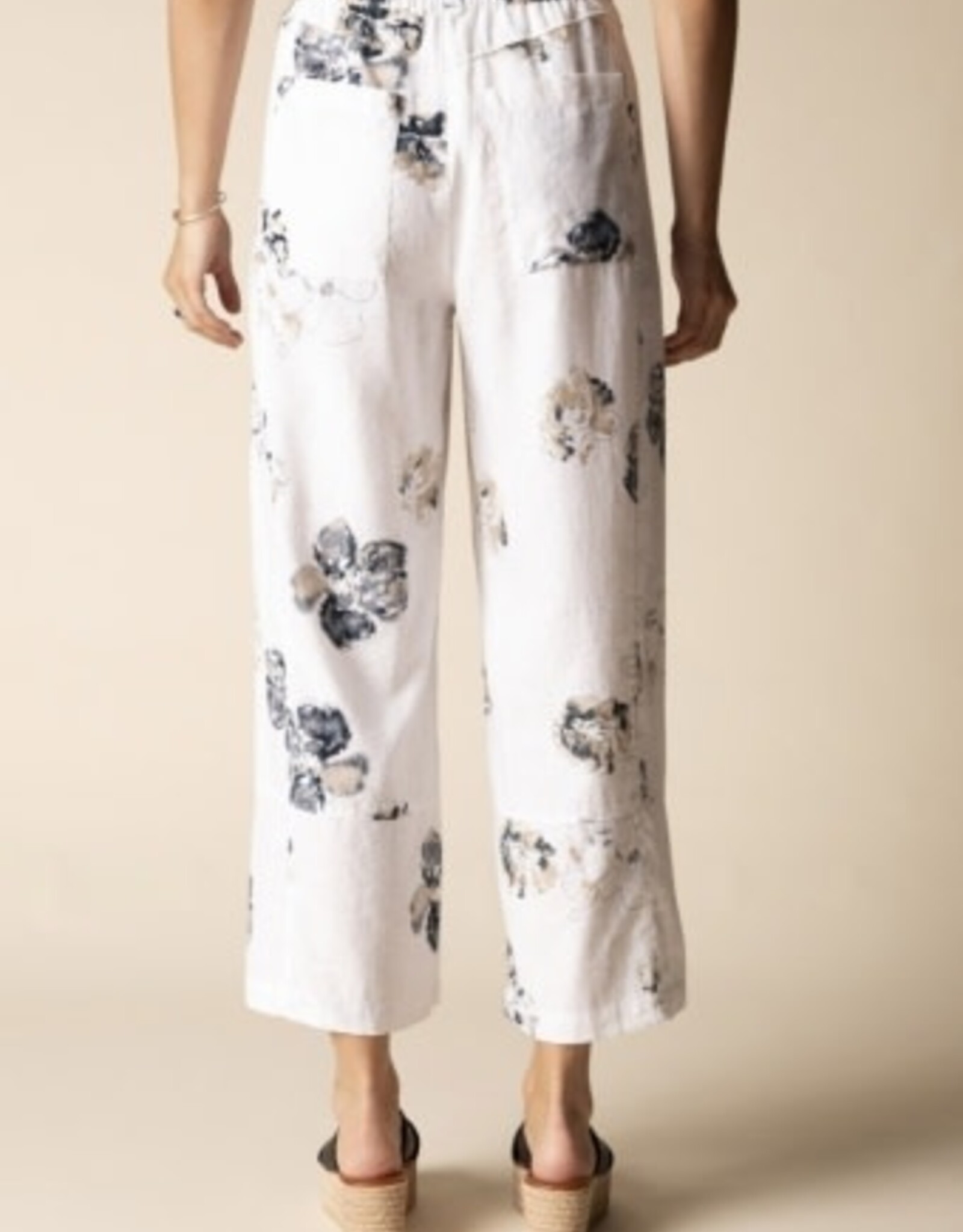 Habitat Clothes to Live In Watercolor Linen Floral Crop Pant