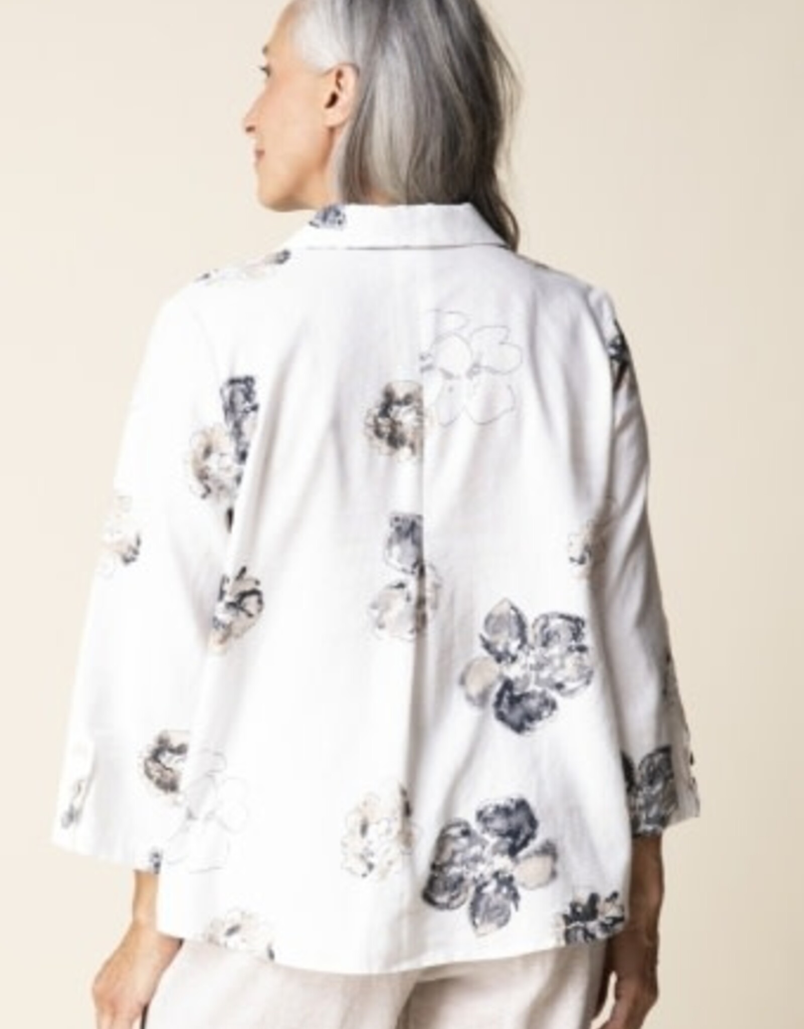 Habitat Clothes to Live In Watercolor Floral Linen Swing Shirt