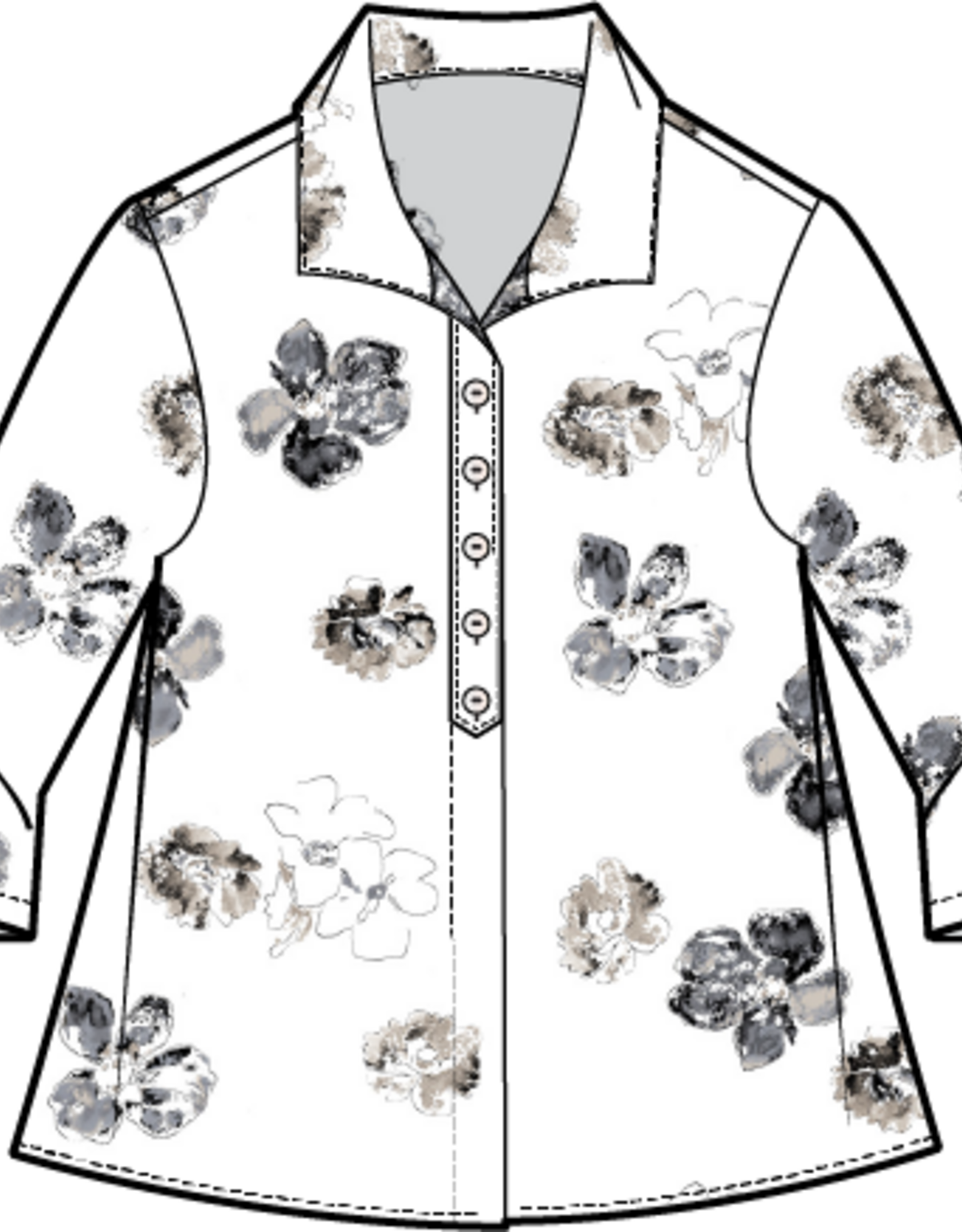 Habitat Clothes to Live In Watercolor Floral Linen Swing Shirt