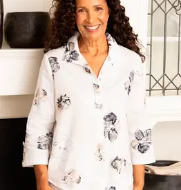 Habitat Clothes to Live In Watercolor Floral Linen Swing Shirt