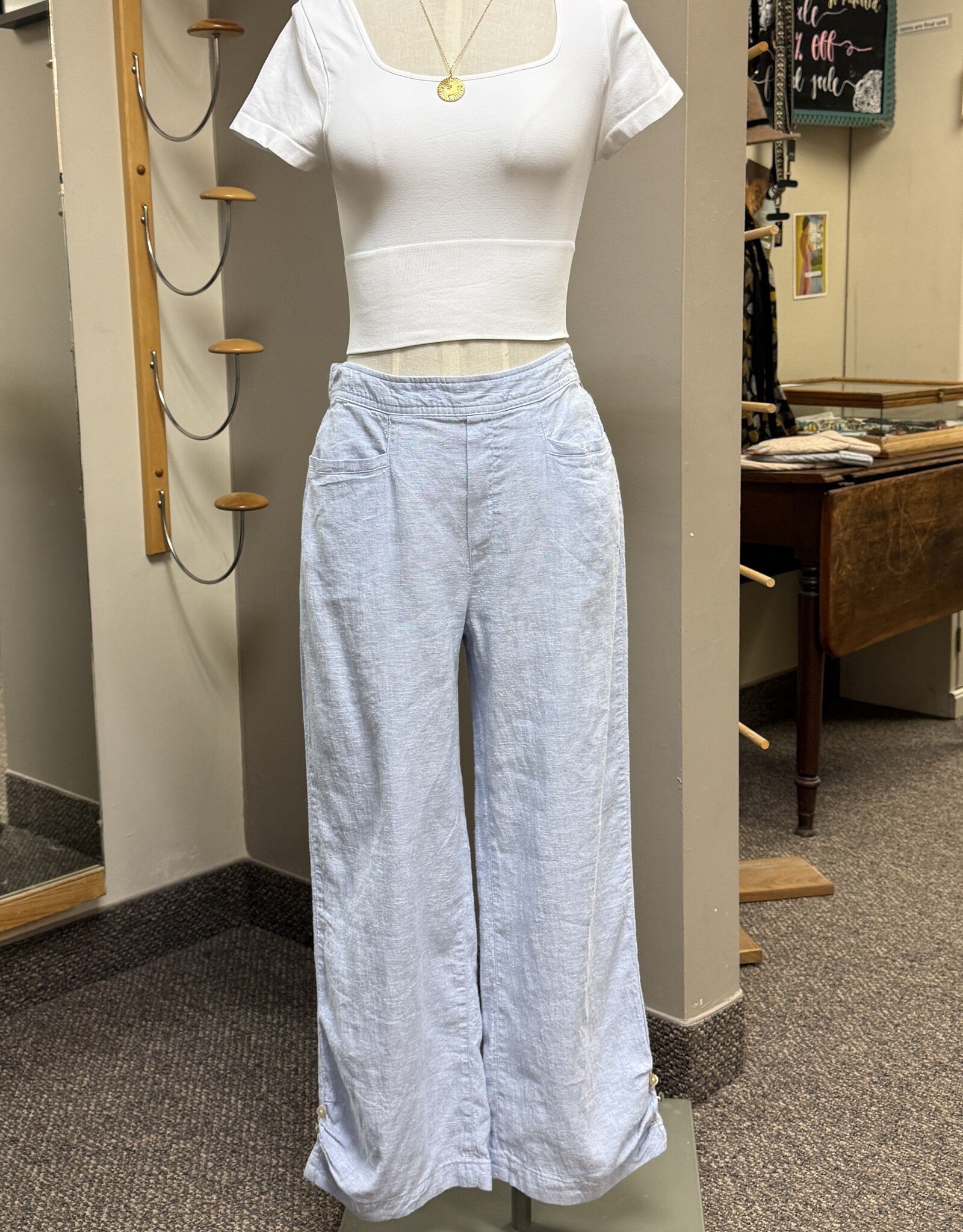 Habitat Clothes to Live In Linen Pleat Button Capri