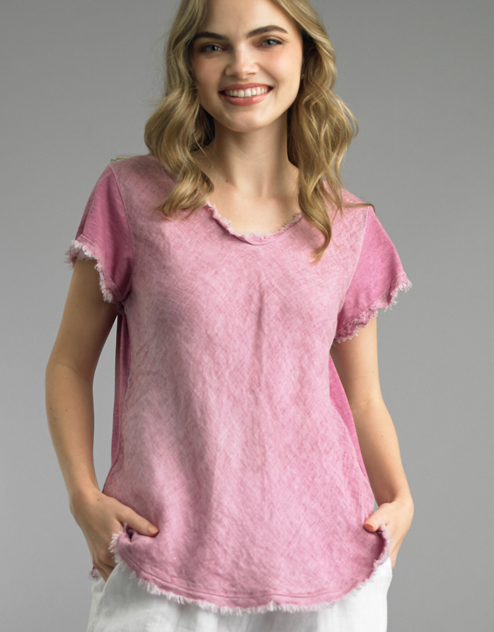 Tempo Paris Linen Fray Edge Tee
