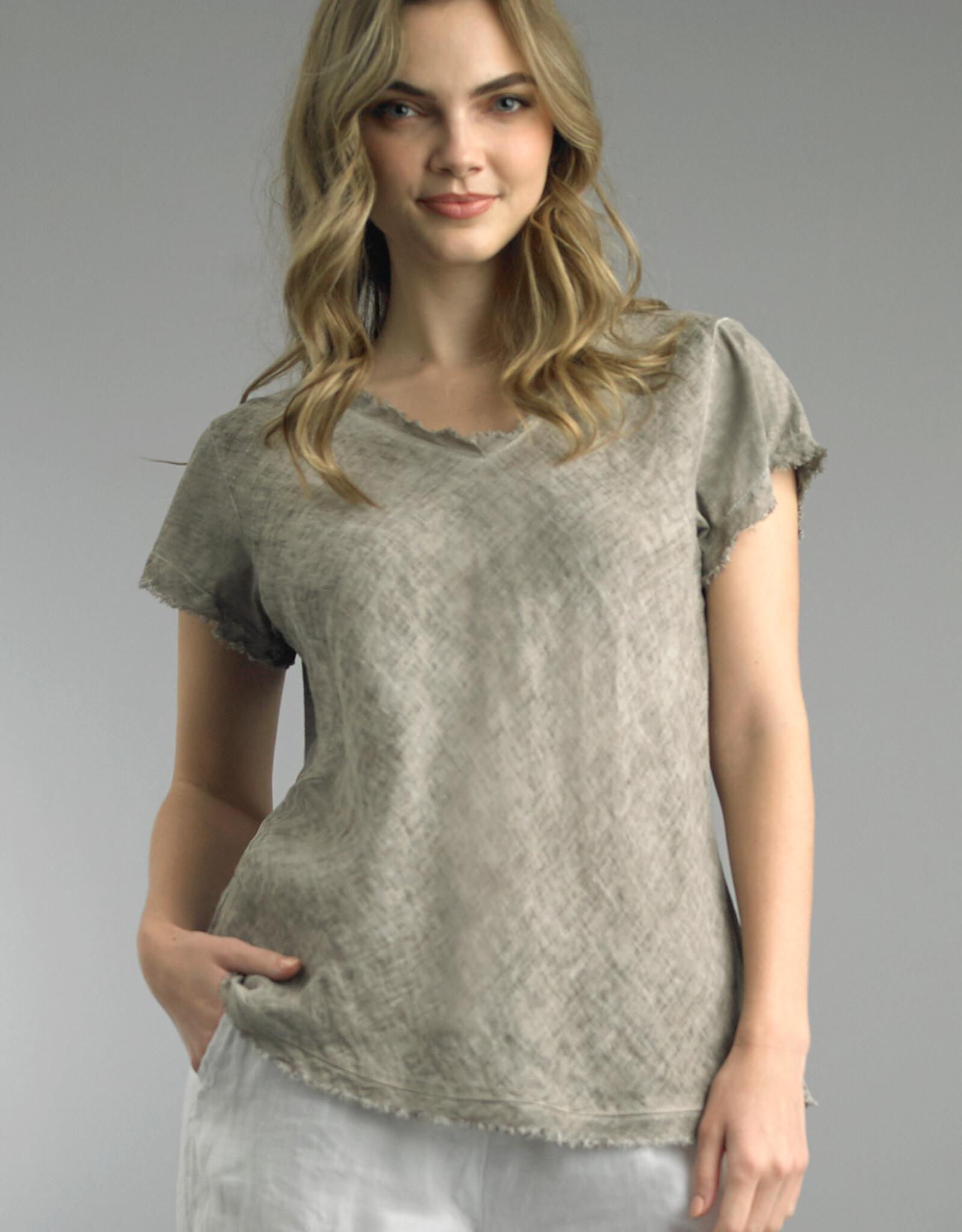 Tempo Paris Linen Fray Edge Tee