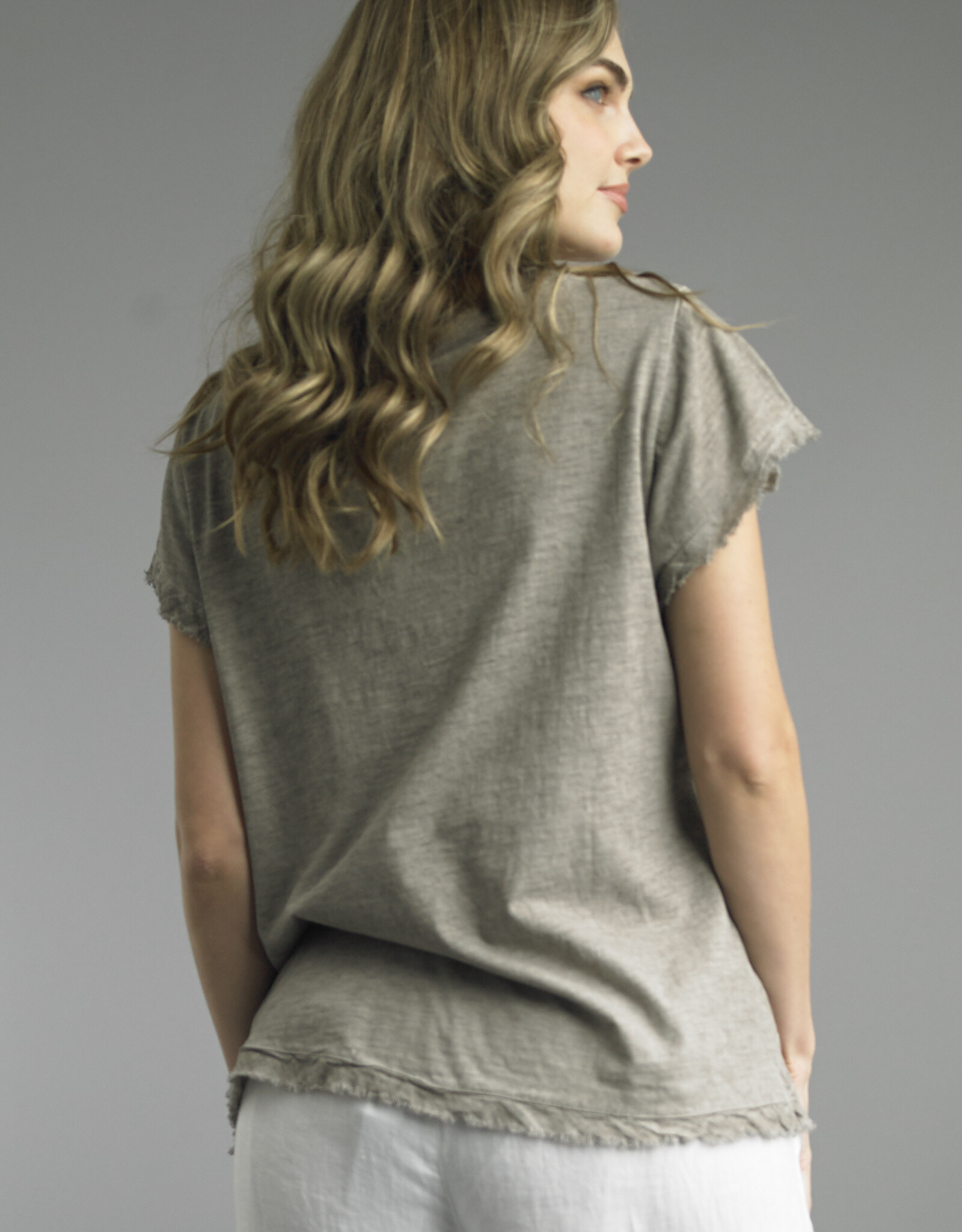 Tempo Paris Linen Fray Edge Tee