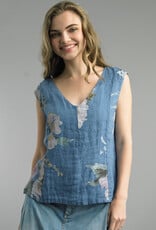 Tempo Paris Floral Linen Sleeveless Top