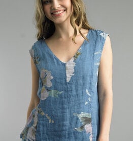 Tempo Paris Floral Linen Sleeveless Top