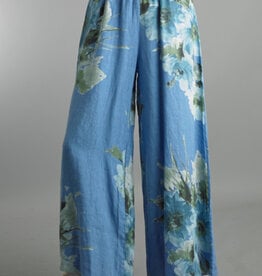 Tempo Paris Smocked Floral  Wide Leg Pant
