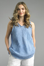 Tempo Paris Frayed Edge Linen Tank