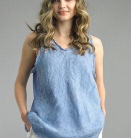 Tempo Paris Frayed Edge Linen Tank