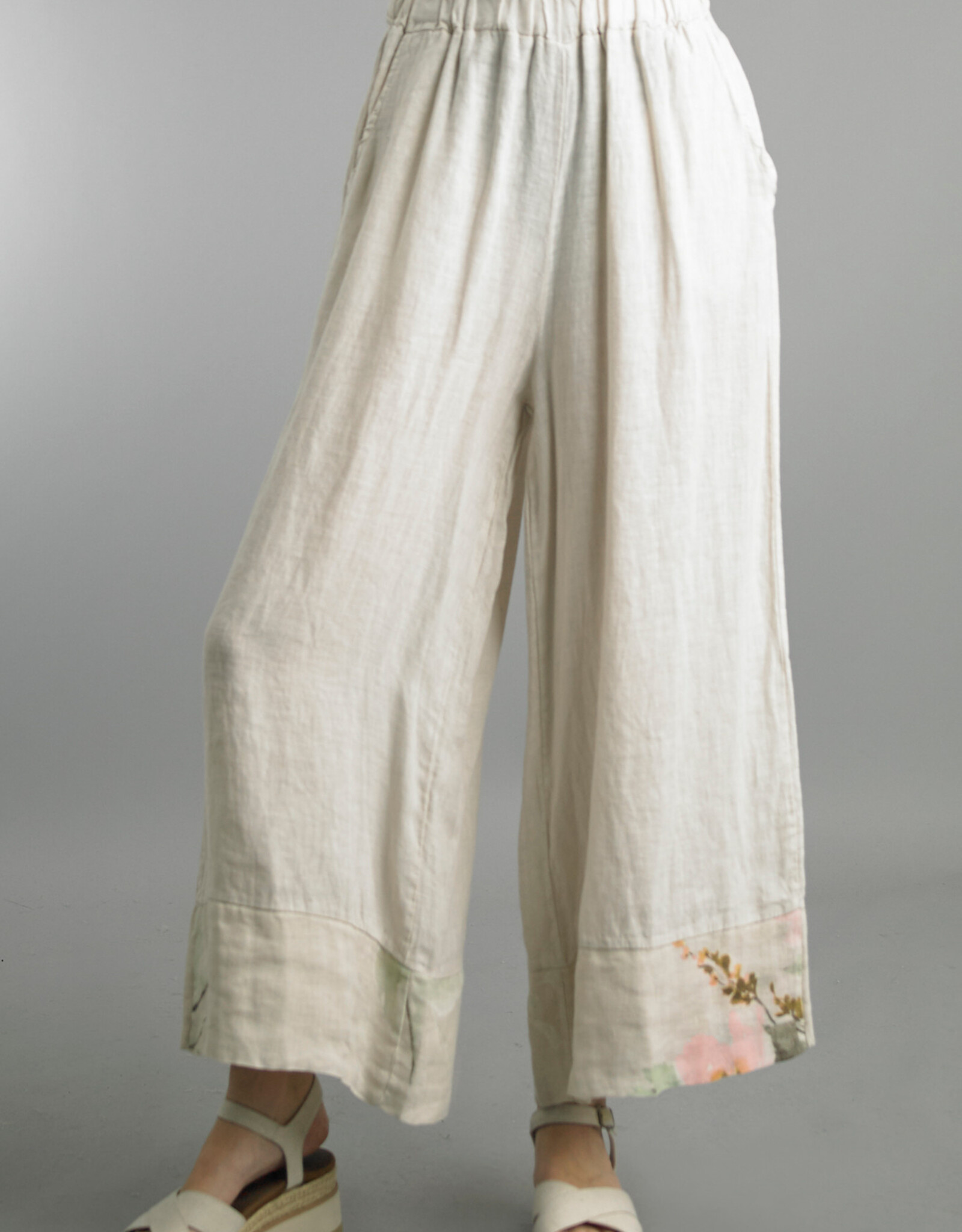 Tempo Paris Floral Hem Linen Pant