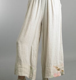Tempo Paris Floral Hem Linen Pant