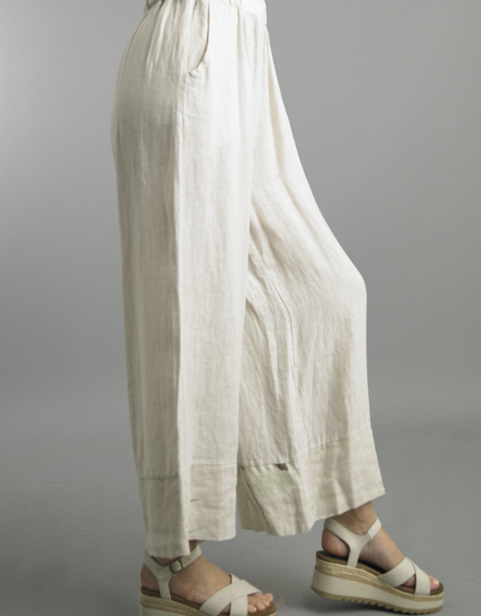 Tempo Paris Floral Hem Linen Pant