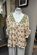 POL Clothing Boho Beaded Trim Top