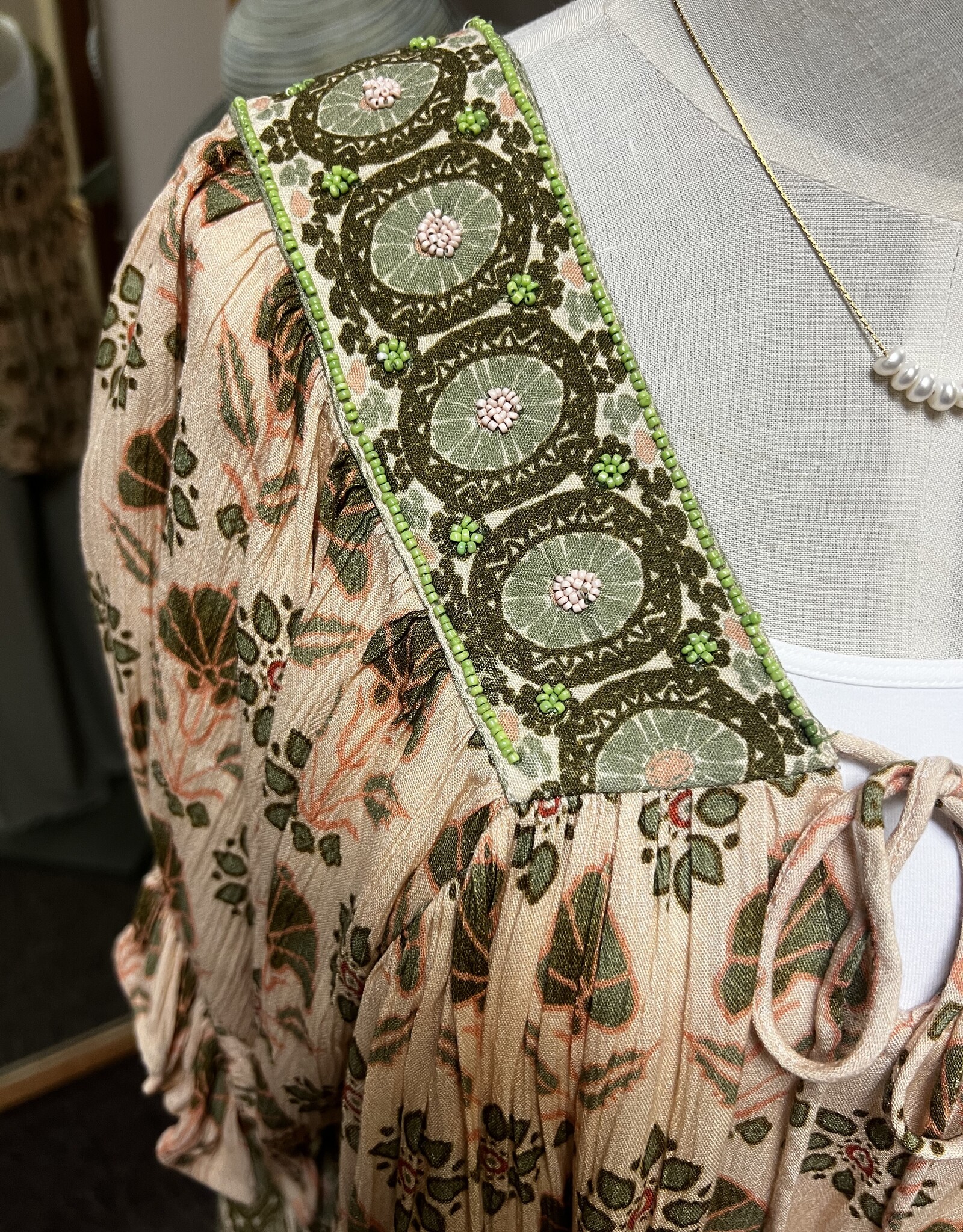 POL Clothing Boho Beaded Trim Top