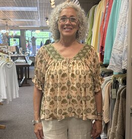 POL Clothing Boho Beaded Trim Top