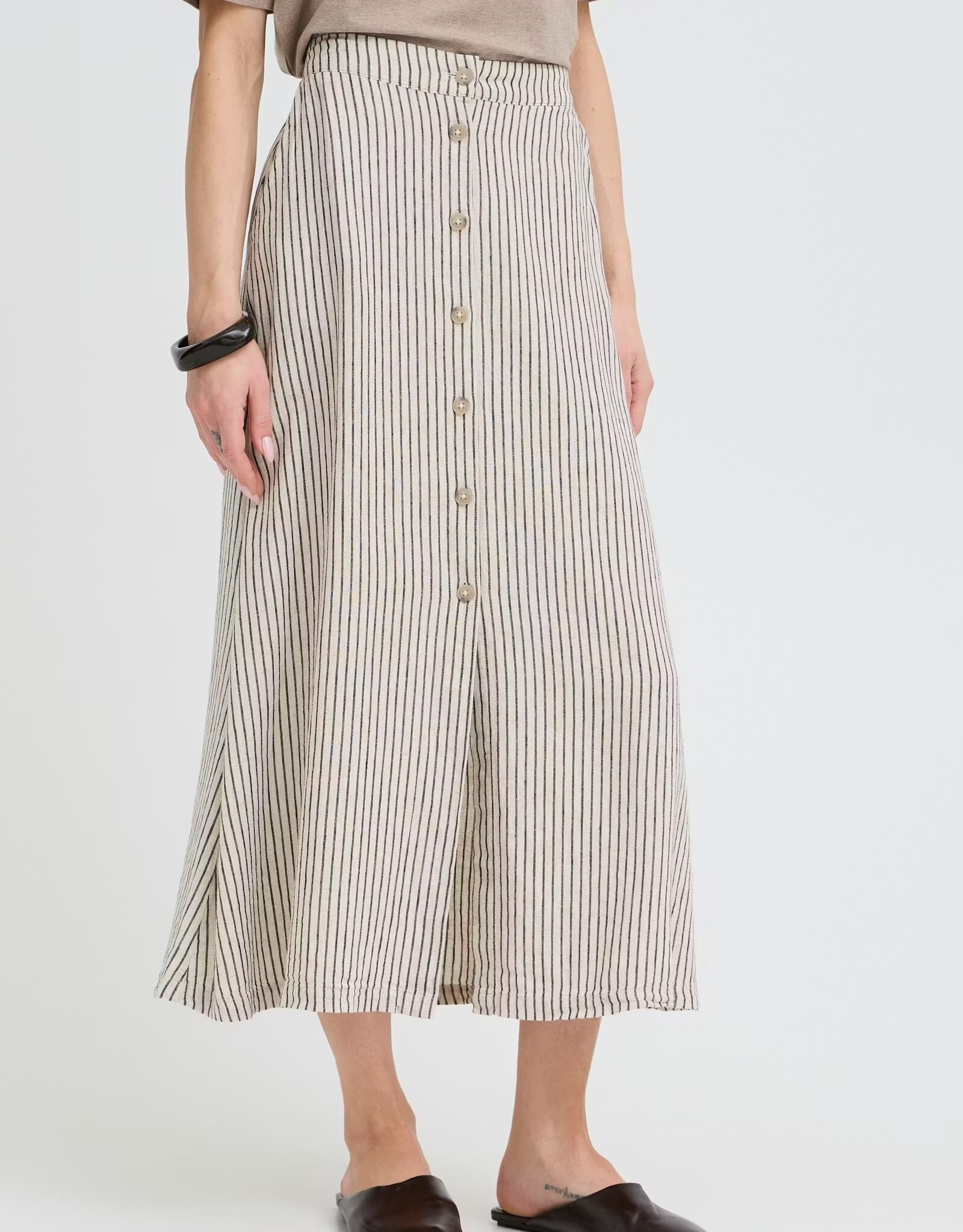 B. Young Button Up Stripe Skirt