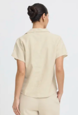 B. Young Linen Cap Sleeve Blouse