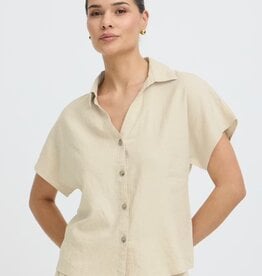 B. Young Linen Cap Sleeve Blouse