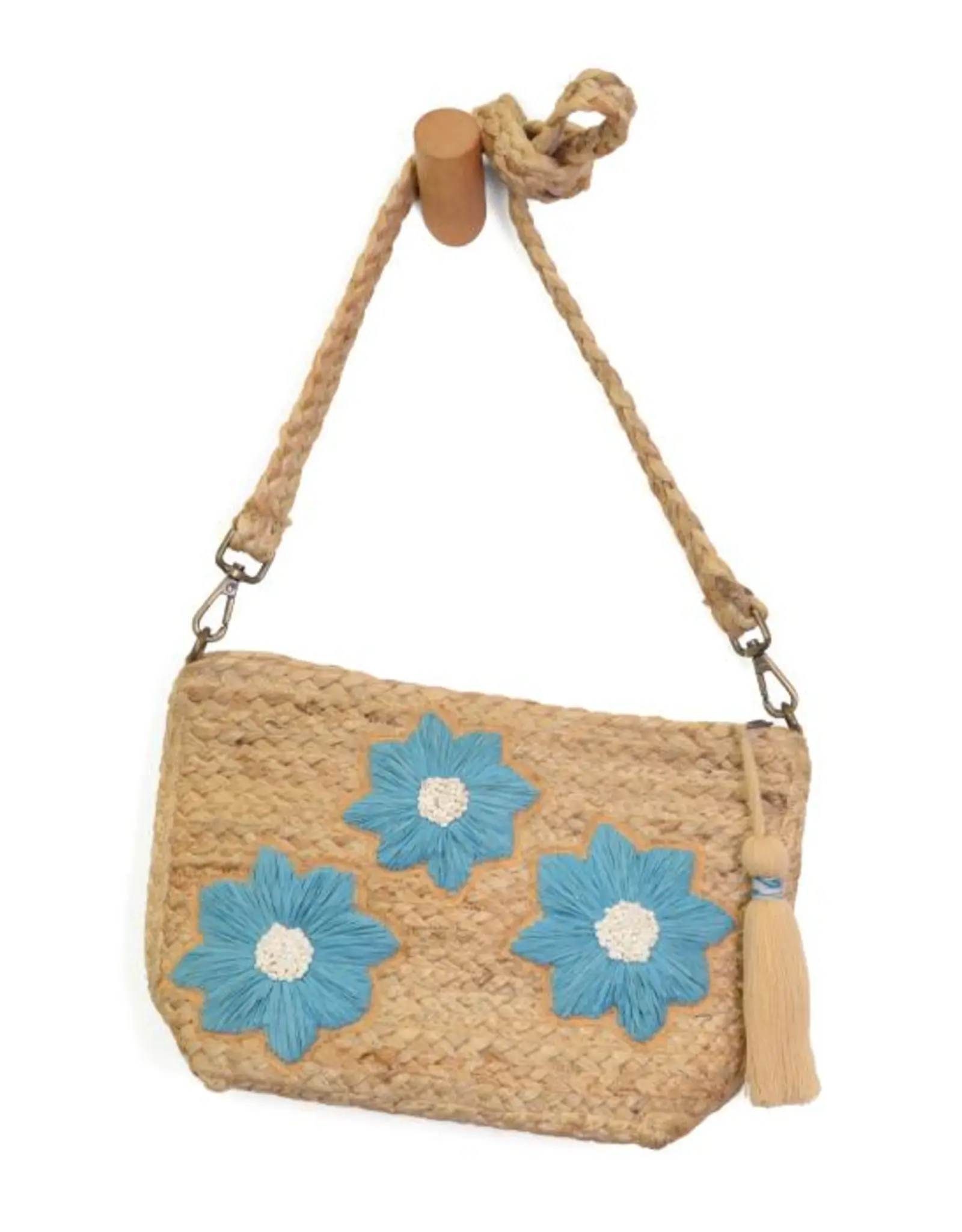 Joy Susan Accessories Jute  Embroidered Indy Crossbody