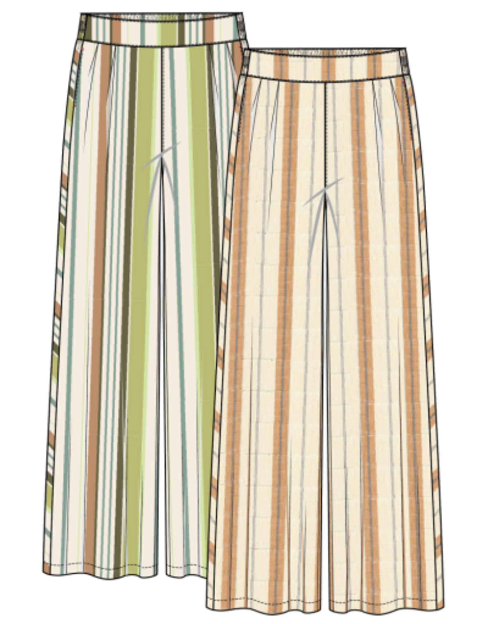 TRIBAL Flowy Striped Wide Leg Pant