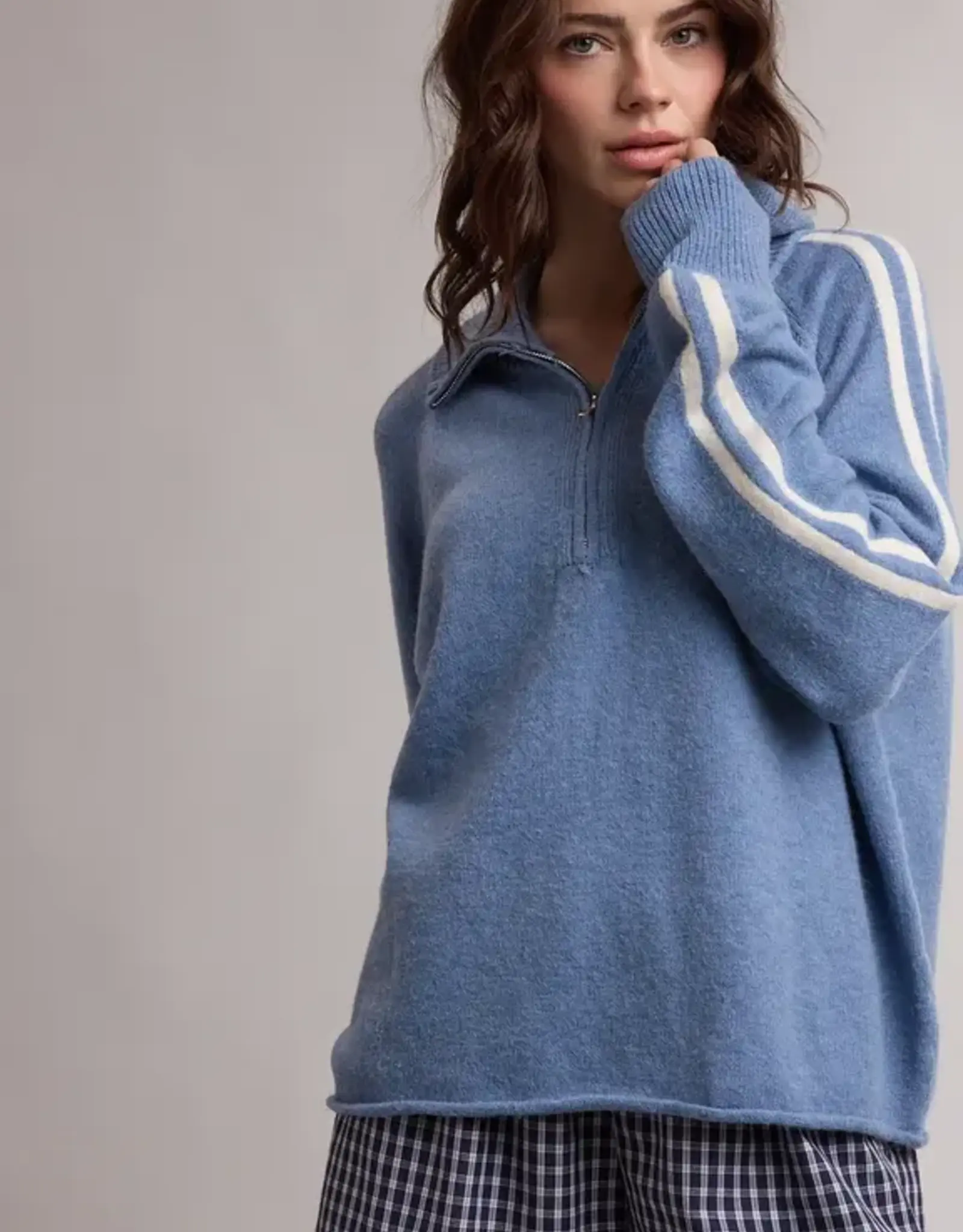 Wishlist Varisty Stripe Half Zip Sweater