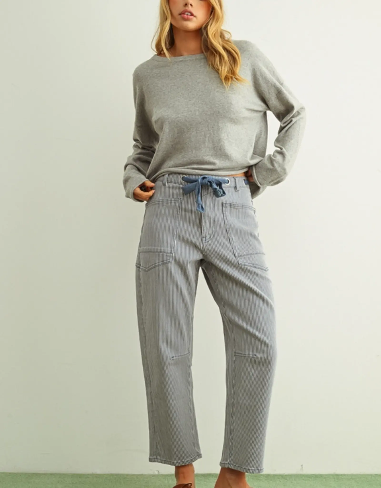 Miou Muse Striped Barrel Utility Pant