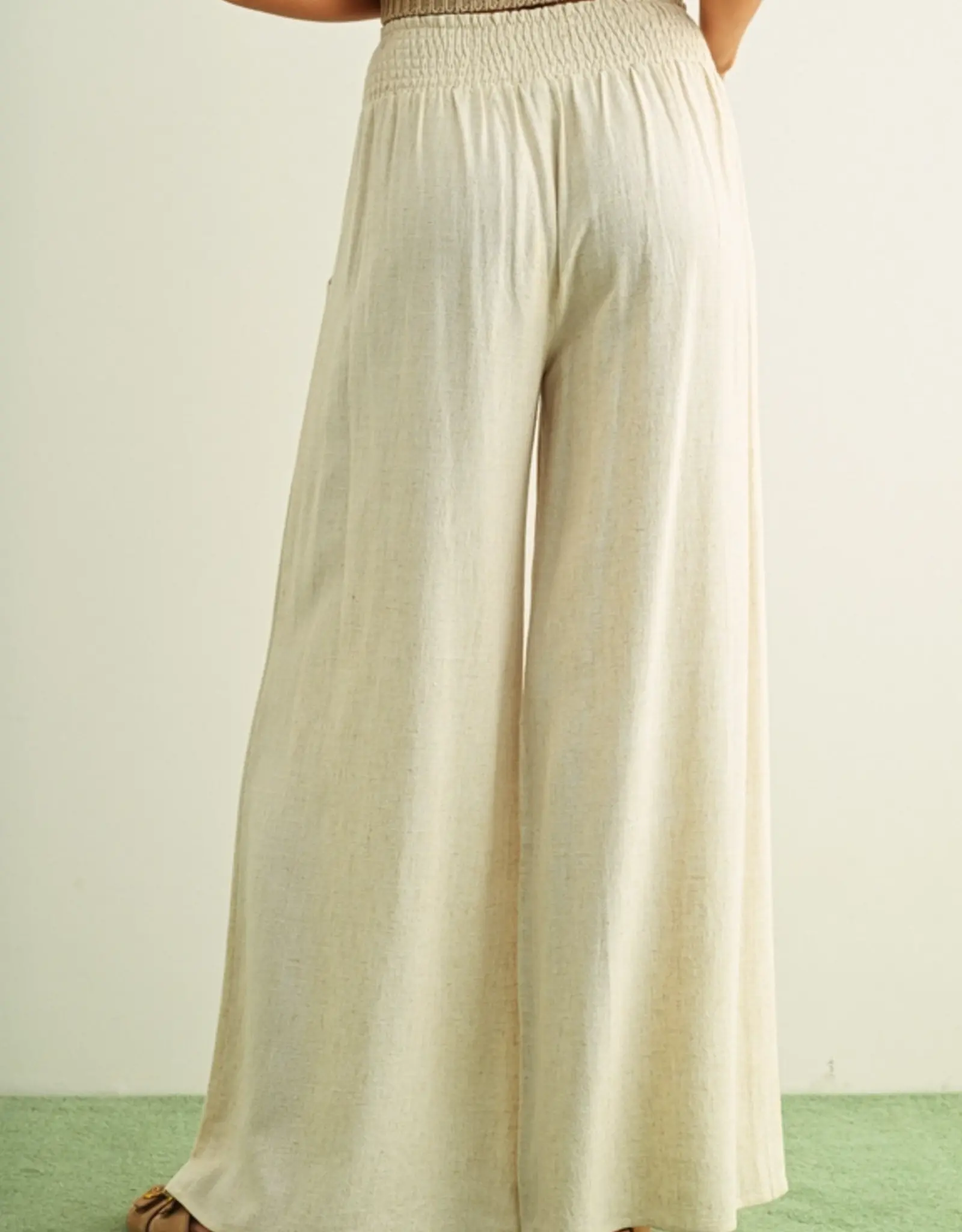 Miou Muse Linen Smocked Pant