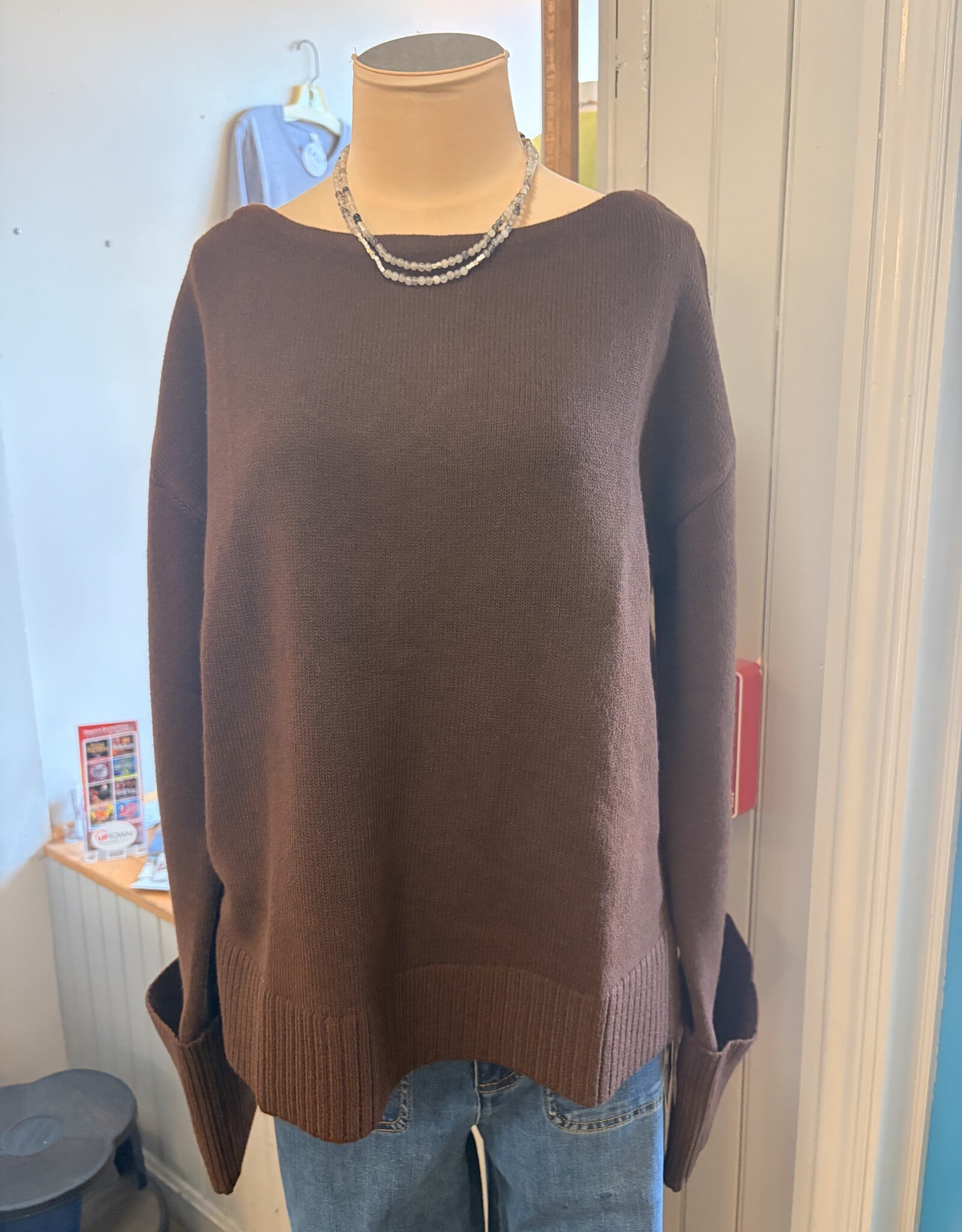 Wishlist Wide Cuff Boatneck Sweater