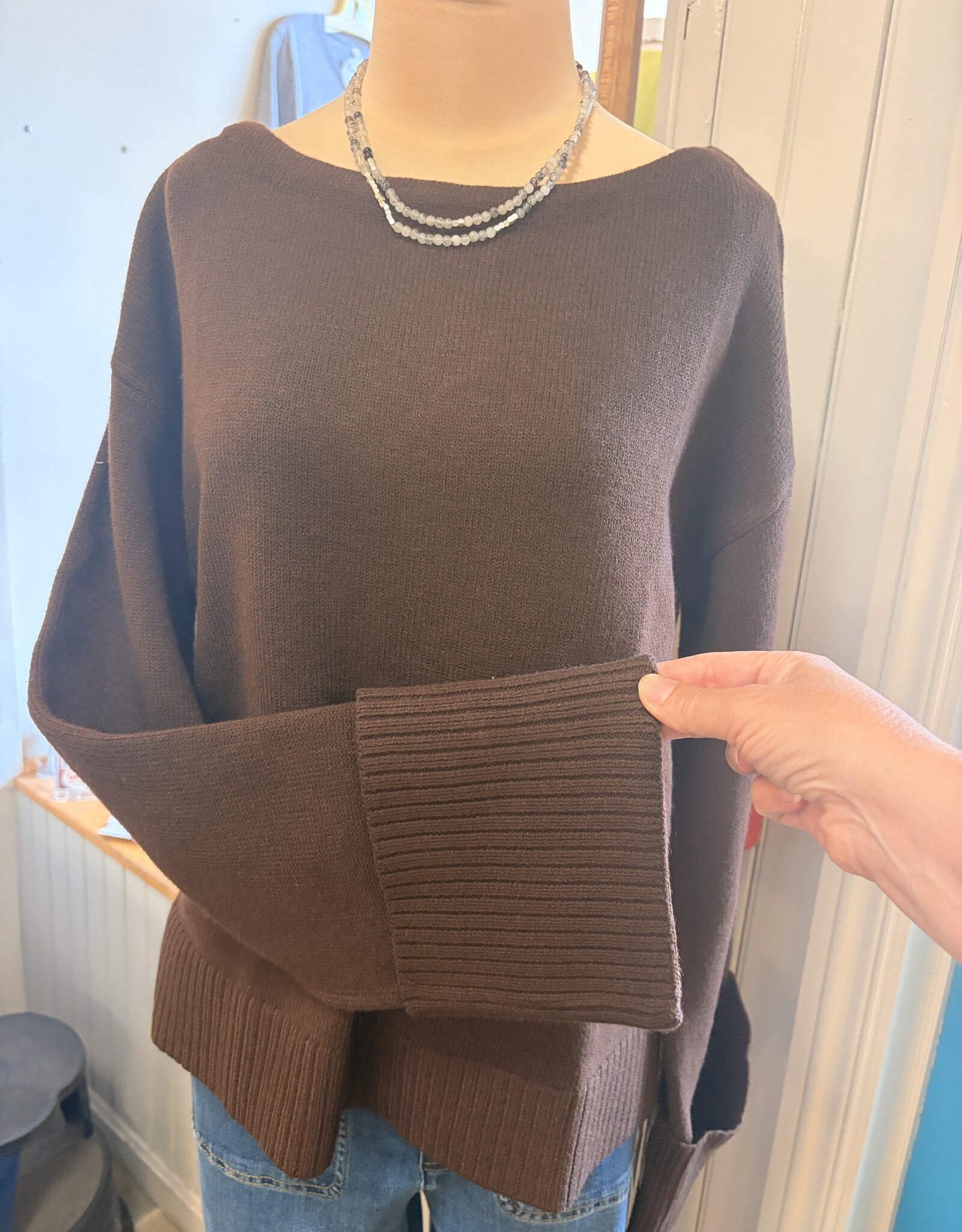 Wishlist Wide Cuff Boatneck Sweater