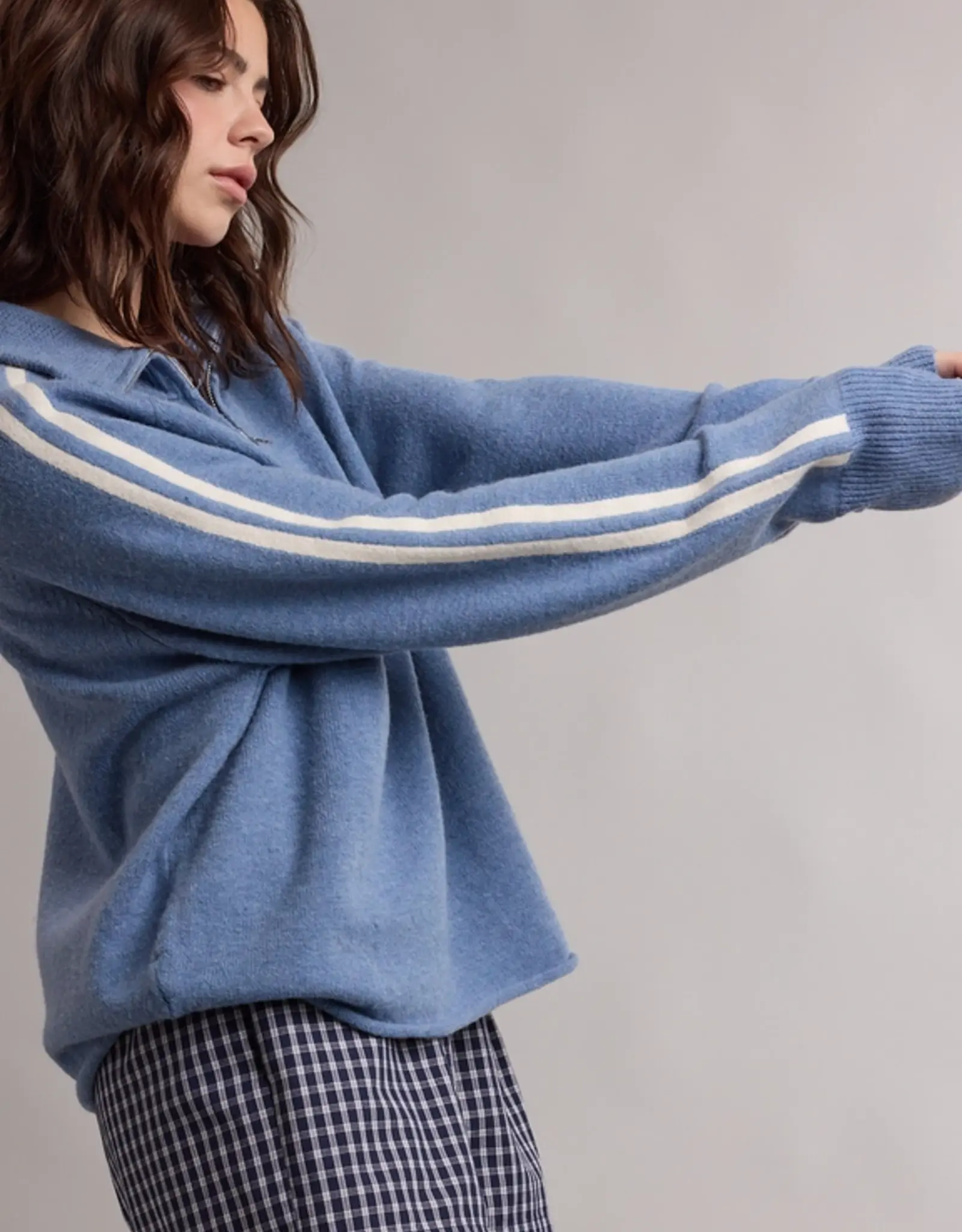 Wishlist Varisty Stripe Half Zip Sweater