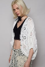 POL Clothing Crochet Cardigan with Floral Lace Detail