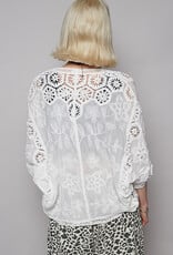 POL Clothing Crochet Cardigan with Floral Lace Detail