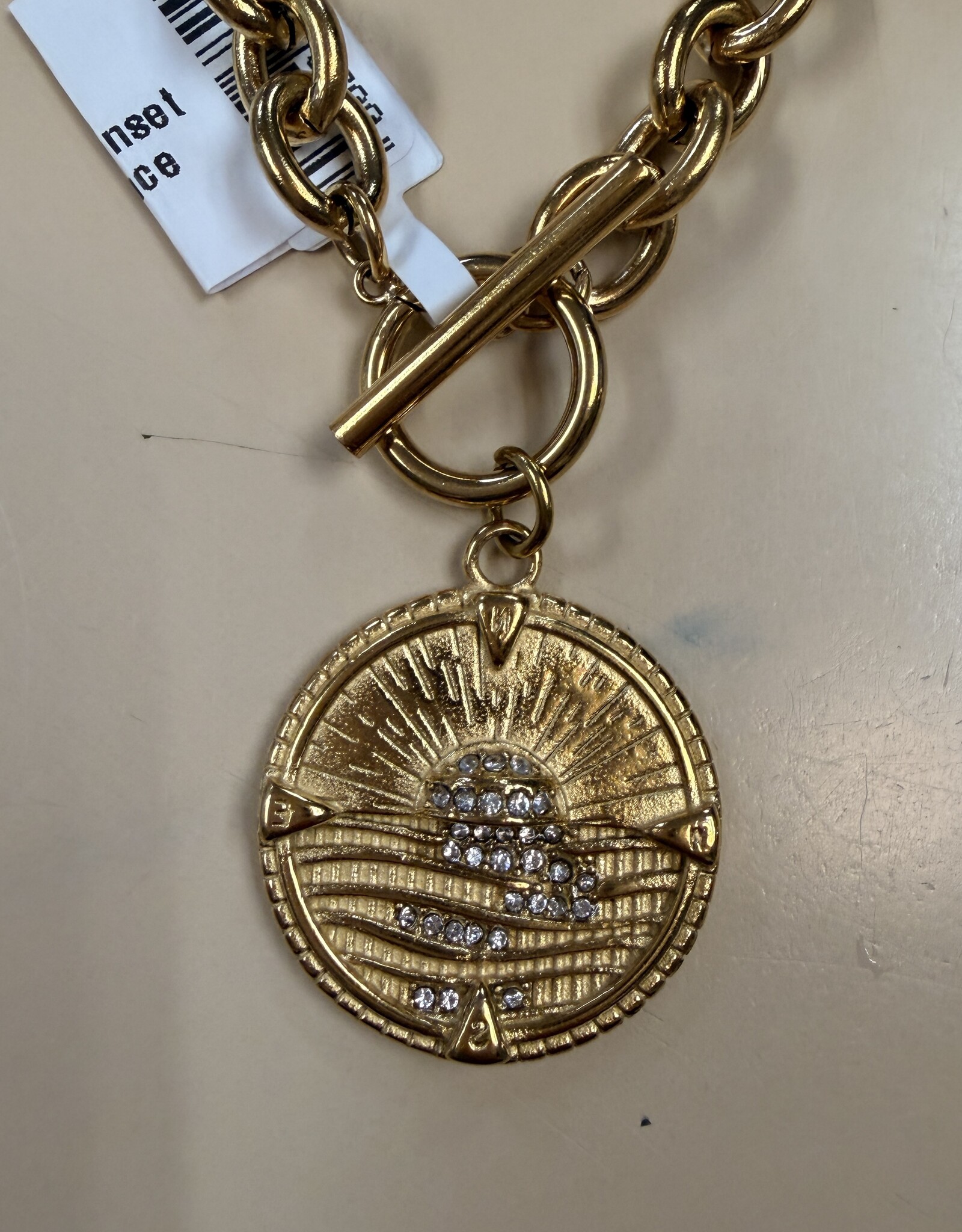 Raising Surfers  Crest Sunset Gold Necklace