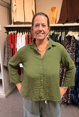 Cut Loose Easy Rayon Crop Shirt